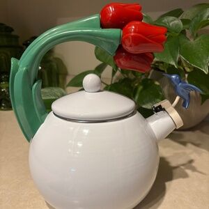Vintage Ancona Tulip & Hummingbird Teapot 1995